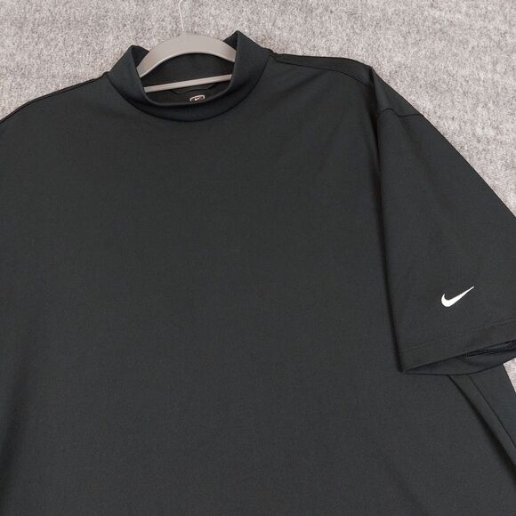 Nike Golf Mens XL Black Mock Neck Swoosh Performance Shirt Stretch Athletic - Picture 1 of 8